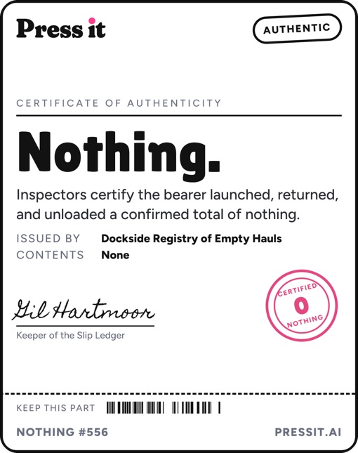 A Nothing: a certificate of authenticity
